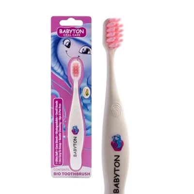 Image of Babyton Bio Toothbrush Eco Friendly, Soft Bristles for Babies, Ergonomic Handle, Biodegradable Corn Cob Material (Jellyfish)