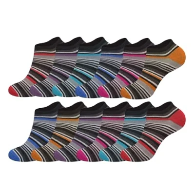 Image of Bonjour 12 Pairs Mens Sport Performance Trainer Low cut Socks Size 6 11 (Design 2)