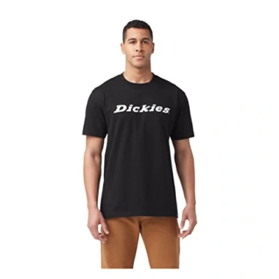Image of Dickies Men&#039;s Short Sleeve Wordmark Graphic T Shirt, Knit Black, Large