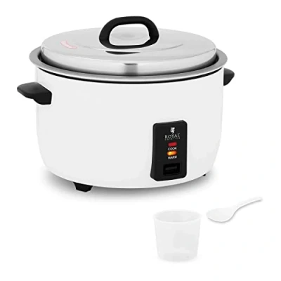 Image of Royal Catering Electric Rice Cooker Commercial Maker Steamer Non Stick Pot 19L 2650 RCRK (Stainless Steel Housing, Aluminium Pot, 105 Cups Cooked Rice)