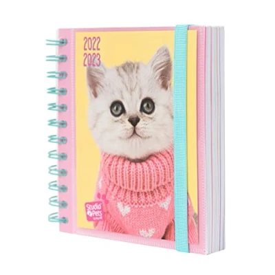 Image of Grupo Erik: Official Studio Pets Cats Diary 2022 2023 Back To School 11 Months Academic Day Page August June Mid Year With Stickers Cat Stationery