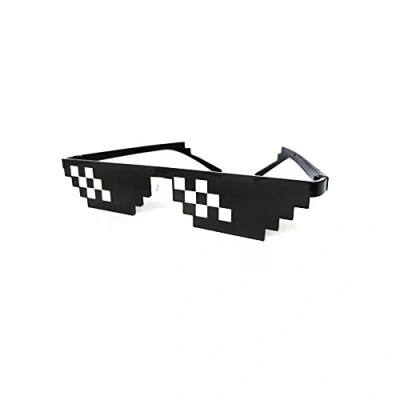 Image of HAPPYX Thug Life Glasses, Deal With It Sunglasses 8 Bit Pixel, Mosaic, Unisex Toy, Style MLG Shades (Style B)