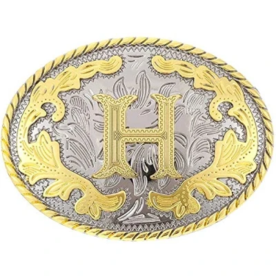 Image of STARBRILLIANT Luxury Retro English Letter A Z Vintage Celtic Knot Belt Buckle for Men Simple Cowboy (H)