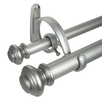 Image of Decopolitan Curtain Rod Set, Antique Silver, 36 72 Inch