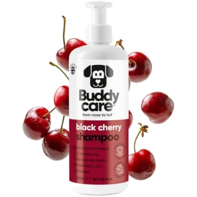 Image of Black Cherry Dog Shampoo by Buddycare Deep Cleansing for Dogs Scented With Aloe Vera and Pro Vitamin B5 (500ml)