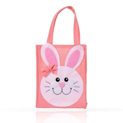 Image of Jc.upin Pink Easter Egg Hunt,Felt Gift Bags for Kids,Easter Sweets,Easter Party Favors Treat Bag Reusable Grocery Shopping Activities Candy,Egg,Easter