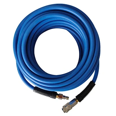 Image of aunstarwei PVC/Rubber Hybrid Air Hose Blue with 1/4&quot; Europe Steel Quick Coupler and Plug Fittings, 10m Length