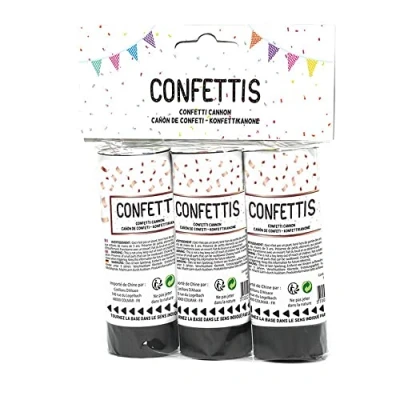 Image of CDA Cotillons d&#039;Alsace 3 Confetti Cannons 11 cm Black / Rose Gold