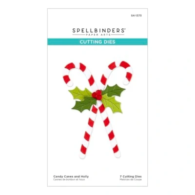 Image of Spellbinders S4 1373 Candy Canes and Holly Etched Dies from The Home for Holidays Collection