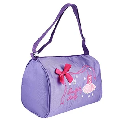 Image of Dance Bag, Ballet Nylon Embroidered Tote Large Capacity Shoulder Bag for Gym Kids Sports Girl(Violet)