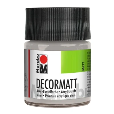Image of Marabu Decormatt 14010005782 Acrylic Metallic Silver 782, 50 ml, Water Based Velvet, Creamy and Intense Colours, Saliva Resistant, Weatherproof, for Painting Stencilling