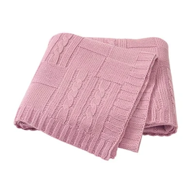 Image of Ziyunlong Baby Blanket Knit Soft Lightweight Cozy Cable Warm for Newborn Pink 80 x 100cm