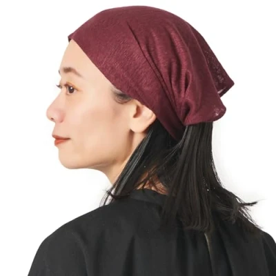 Image of CHARM Womens Linen Head Band Mens Bandana Natural Elastic Hairband Sports Fashion Wrap Burgundy