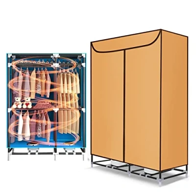 Image of Clothes Drying Racks, Dry Soon Heated Airer Indoor Electric Dryer, Portable Rack Energy Saving Wardrobe Digital Automatic Timer, Beige,2400W