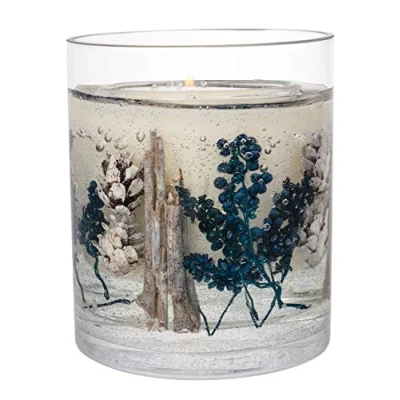 Image of Stoneglow Seasonal Collection Vetivert &amp; Blue Spruce Gel Candle in a 120 Milimetre Glass Vase