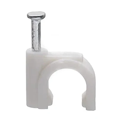 Image of White Round Cable Clips with Fixing Nails Pack of 100 (6mm)