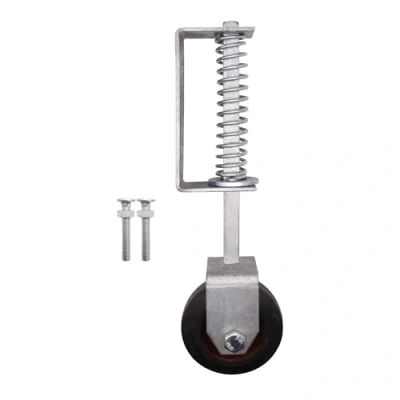 Image of Gate Wheel, Galvanised, Spring Loaded 4 inch Max Load 138kg / 300lb Black for Wooden Gates
