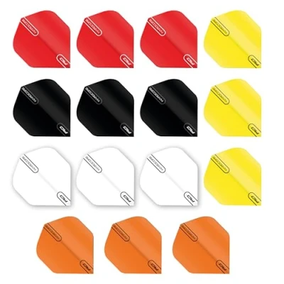 Image of RED DRAGON Hardcore Colours Selection Pack Extra Thick Standard Dart Flights 5 sets Per (15 in total)