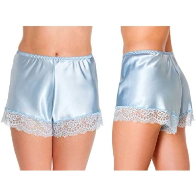 Image of undercover lingerie F58 Womens Luxury Satin French Knickers Pale Blue XXOS