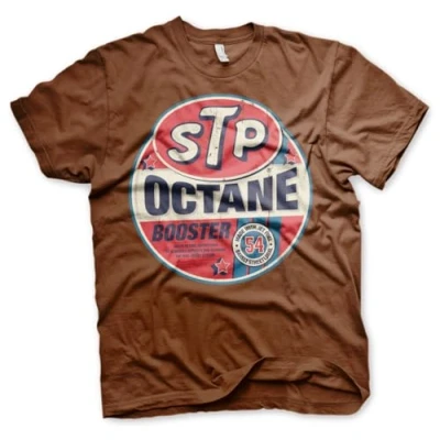 Image of STP Officially Licensed Octane Booster Mens T Shirt (Brown), Large