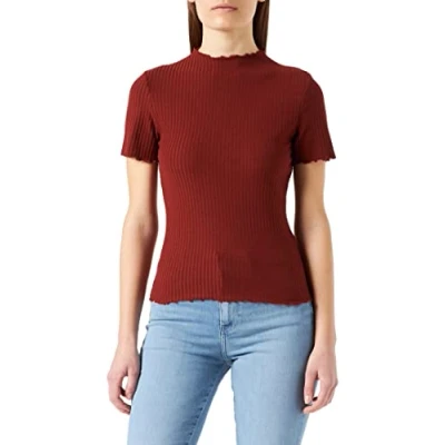 Image of ONLY Women&#039;s Onlemma S/S Highneck Top Noos JRS T Shirt, Henna, M