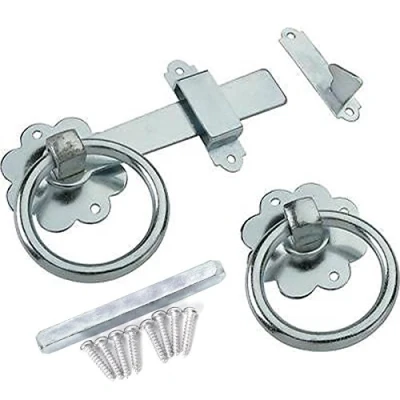 Image of Galvanised Gate Ring Latch Handle &amp; Fixings Heavy Duty Garden Fence/Door Lock