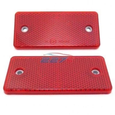 Image of 227s Rectangular Trailer Caravan Reflectors for Mounting with Screws Suitable Vehicles, Cycle Carriers, Gateposts E Approved Red 94mm x 44mm Depth 6 mm 2 Pack