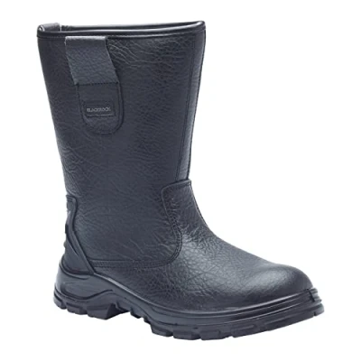 Image of Blackrock S1 P SRC Safety Rigger Work Boots, Mens Womens Steel Toe Cap Black Leather, Working Shoes, Protective Midsole, Gardening and Utility Footwear, Construction Size 8