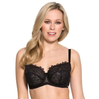 Image of Gossard Swirl Underwired Balcony BRA Balconette bra, Women&#039;s, Size: 34G, Black