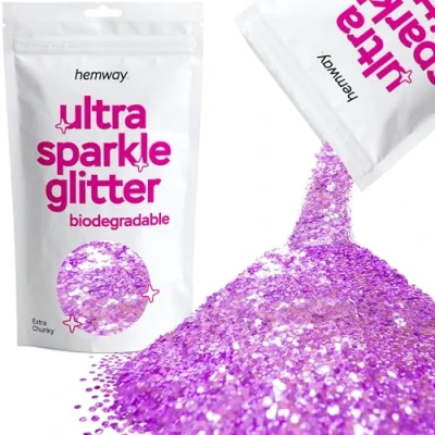 Image of Biodegradable Glitter Lavender Purple Ultra Sparkle Eco Friendly Plant Based Bio Extra Chunky for Face Body Hair Craft Resin Festival Makeup Eyeshadow 100g / 3.5oz