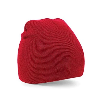 Image of Beechfield B44 Beanie Knitted Hat Baseball Cap, Red (Classic Red), One Size