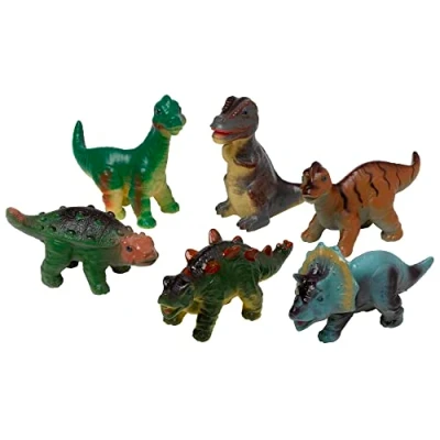 Image of PETERKIN baby Dinosaurs soft Touch Playset in Box 6 and squeezy dinosaur Figures &amp; Ages 18m+