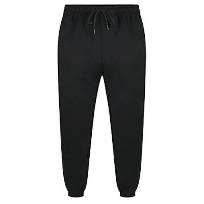 Image of Forge Mens Big and Tall Straight Leg Cuffed Joggers Elasticated Waist Drawstring Fastening Casual Jogging Gym Track Sweatpants Black Size 44 46 in, 36