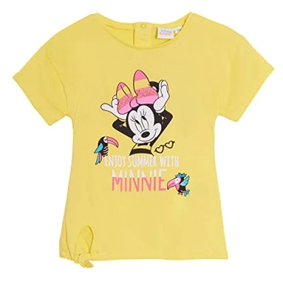Image of Disney Minnie Mouse Baby Girls&#039; Short Sleeve T Shirt, Kids Top, Infants Cotton Summer Tee Yellow 6 Months