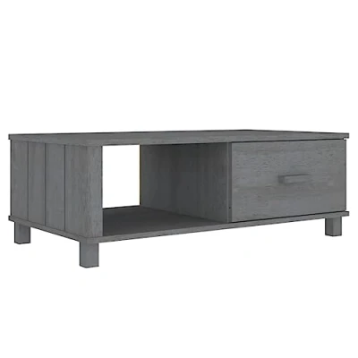 Image of vidaXL Coffee Table Living Room Side Centre Tea with Drawer Storage for Home Office Furniture HAMAR Dark Grey 100x55x35 cm Solid Wood Pine