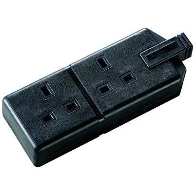 Image of Masterplug ELS132B 01 Permaplug Two Socket Trailing Socket, without Plug and Cable, 13 Amp, Black