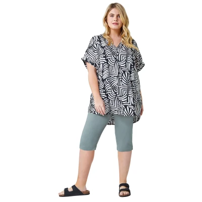 Image of Roman Originals Knee Length Shorts for Women UK Ladies Cropped Capri Stretch Bengaline Pants Crop Trousers Summer Legging Lounge Essentials Elasticated Casual Clothes Khaki Size 30