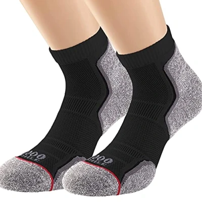Image of Mens and Women&#039;s 2 Pair 1000 Mile Run Anklet Socks Black 3 5.5 Ladies