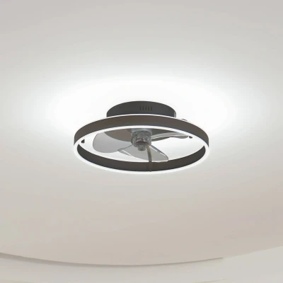 Image of Lindby LED ceiling fan Momitu, black, quiet, Ø 14 cm