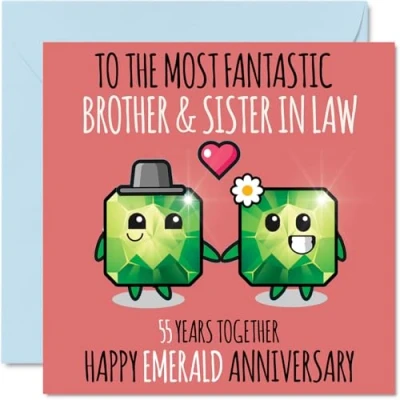 Image of Cute Emerald Anniversary Card for Brother &amp; Sister In Law 55 Years Together Happy 55th Wedding Cards Brother, 145mm x Greeting Anniversaries