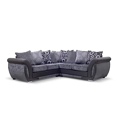 Image of MK Sofas Shannon 5 Seater Sofa A Modern &amp; Luxurious Black For Living Room Corner Premium Quality 2C2 Furniture Drawing Room, Bedroom Office
