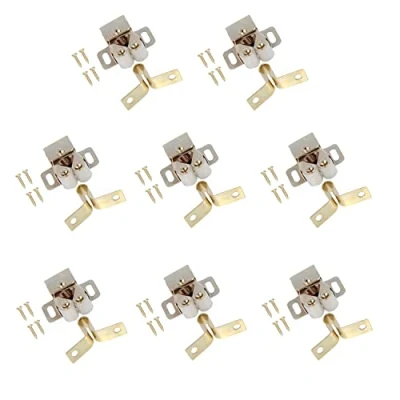 Image of TERF® Heavy Duty Double Roller Catch Latch Electro Brass Furniture Lock including Fixing Screw for Cabinet Kitchen Bathroom Cupboards Wardrobes Drawer Door Pack of 8
