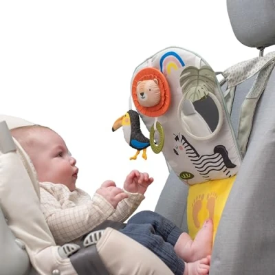 Image of Taf Toys Savannah Play and Kick Car Toy with Sensory Toys. Rear Facing Baby Travel Activity Centre. safe Mirror, Hanging Rattling Lion Teether. Suitable for Boys &amp; Girls from Birth