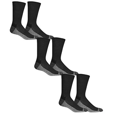 Image of Fruit of the Loom Men&#039;s Essential 6 Pack Casual Crew Socks Arch Support Black &amp; White, Black, Shoe Size: 12