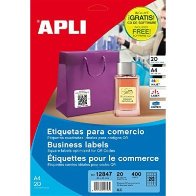 Image of APLI 12847 Permanent White Labels 45.0 x mm 20 Sheets