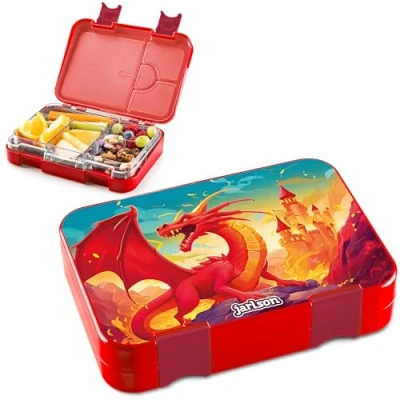 Image of Jarlson® Children&#039;s Lunch Box with Compartments Toni Bento Leak Proof for Nursery and School Girls Boys Snack (DRAGON)