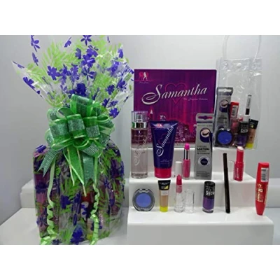 Image of 10pc Bundle Make Up &amp; Perfume For Women Gift Hamper, Samantha 2pc Set + Free Foundation, Hamper