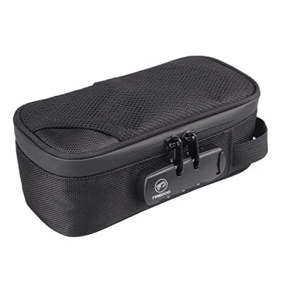 Image of FIREDOG Smell Proof Bag with Combination Lock, Black Odor Pouch Nylon Stash Bags for Travel Storage