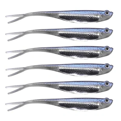 Image of QualyQualy Soft Plastic Swimbaits Jerk Bait Lures Pike Lure Shad Minnow Dropshot Saltwater Freshwater Fishing For Perch Trout Bass 7.5cm/6pcs 2#