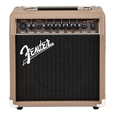 Image of Fender Acoustasonic 15, Combo Guitar Amp, 15W, Suitable for Acoustic Guitar, Brown, includes double input (mic + guitar), singer and songwriter